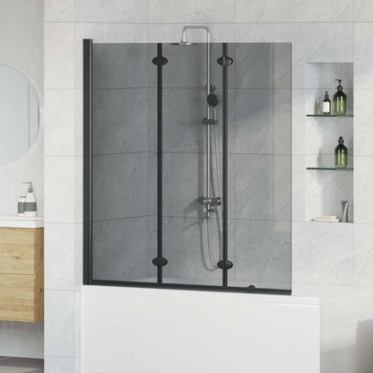 Závěs Pro Sprchu Černá 130 X 138 Cm Esg Sklo A Hliník