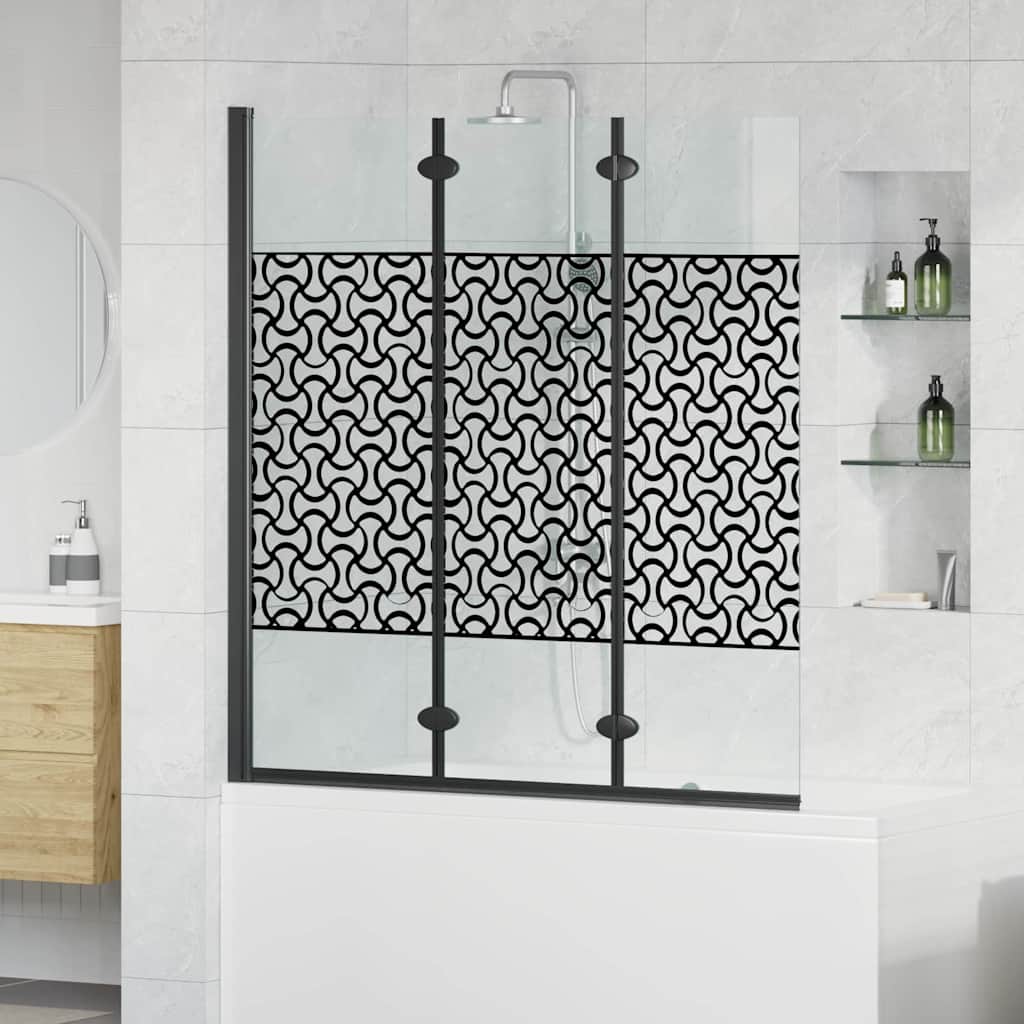 Závěs Pro Sprchu Černá A Průhledná 130 X 130 Cm Tvrzené Sklo