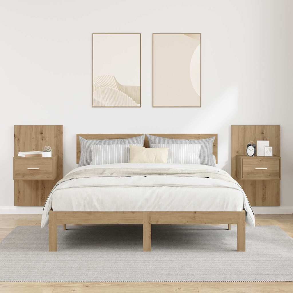 Noční Skříňka 2 Ks Artisanový Dub 50 X 32,5 X 80Cm