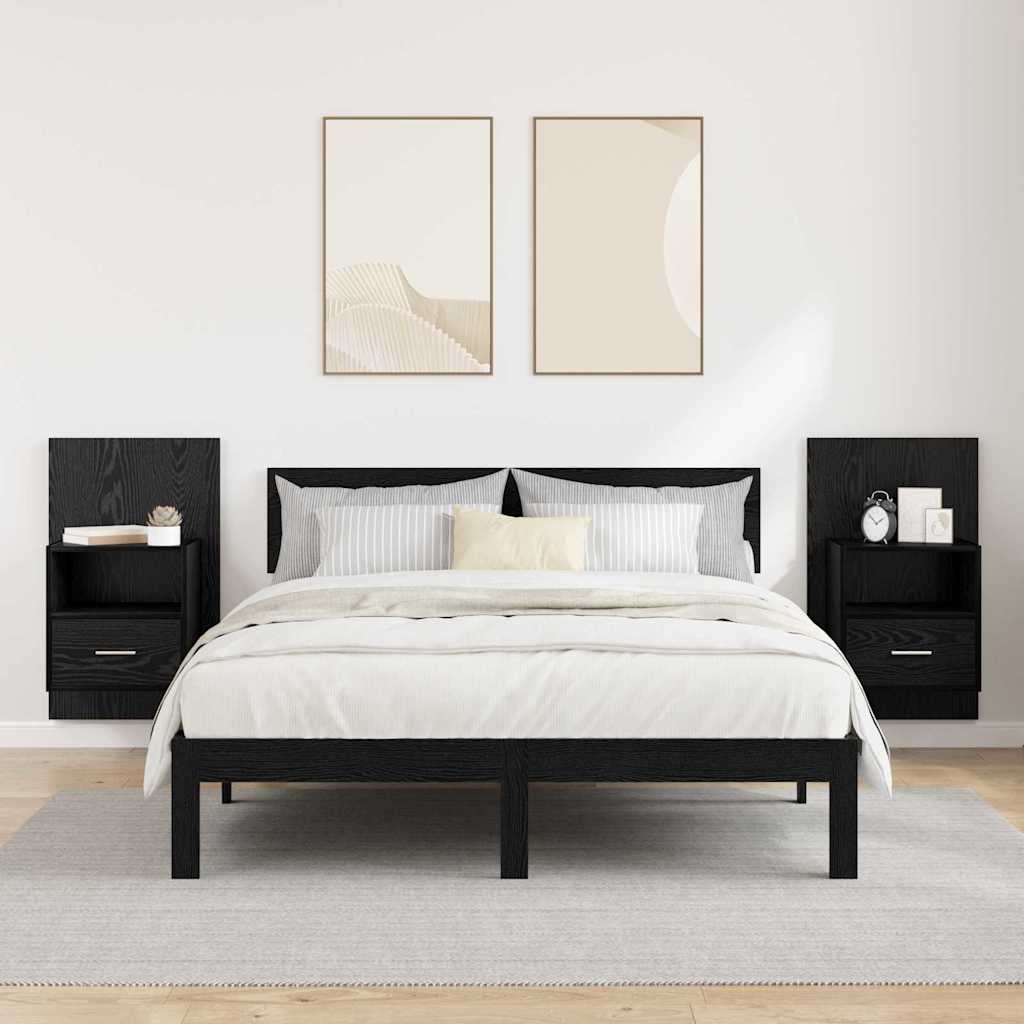Noční Skříňka 2 Ks Černý Dub 50 X 32,5 X 80Cm Kompozitní Dřevo