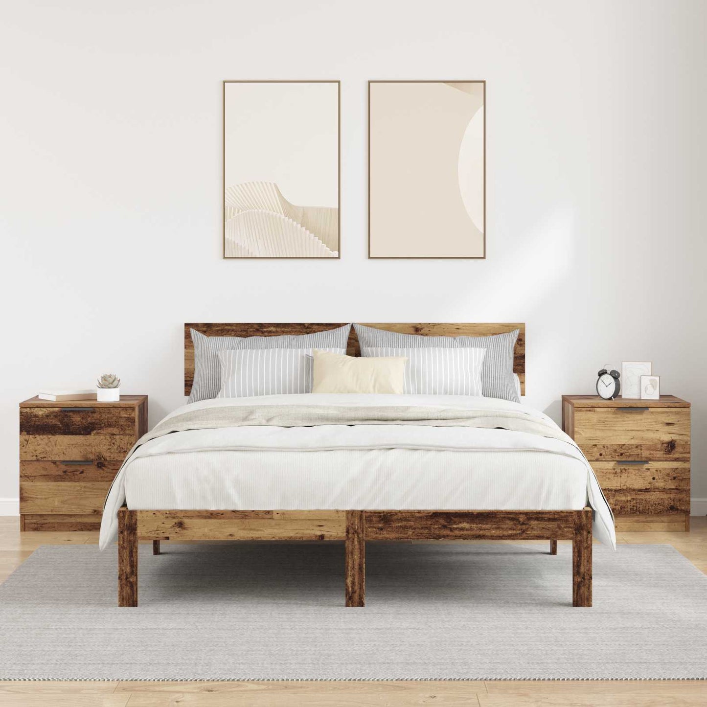 Noční Skříňka 2 Ks Staré Dřevo 45 X 39 X 50Cm Kompozitní Dřevo