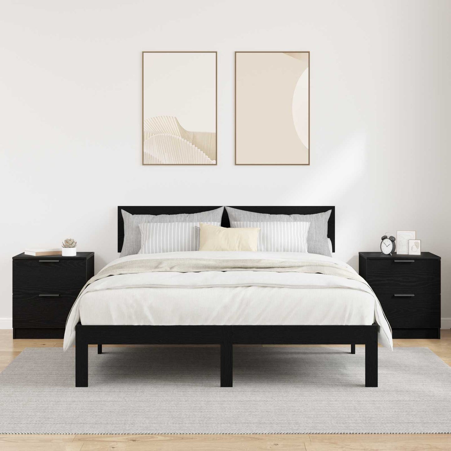 Noční Skříňka 2 Ks Černý Dub 45 X 39 X 50Cm Kompozitní Dřevo