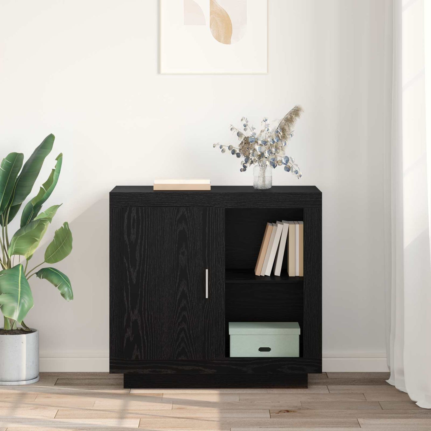 Servírovací Skříň Černý Dub 80 X 40 X 75 Cm Kompozitní Dřevo