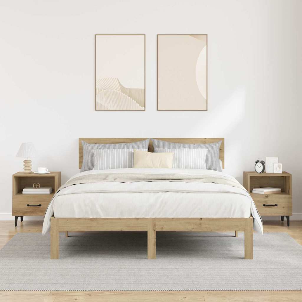 Noční Skříňka 2 Ks Artisanový Dub 40 X 35 X 47,5 Cm