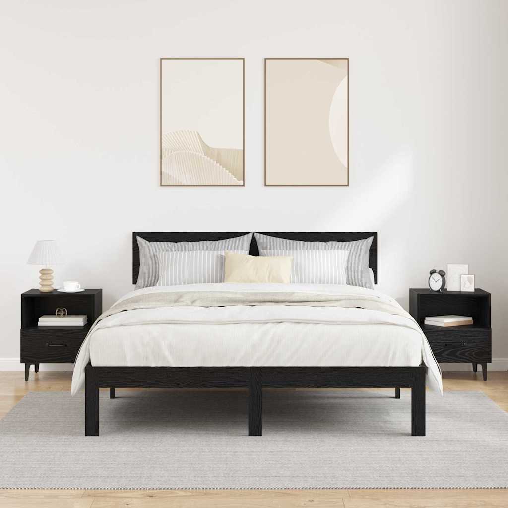 Noční Skříňka 2 Ks Černý Dub 40 X 35 X 47,5 Cm Kompozitní Dřevo