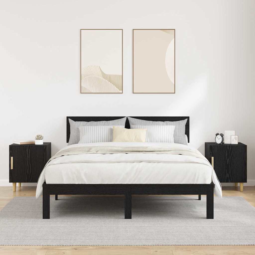 Noční Skříňka 2 Ks Černý Dub 40 X 40 X 50 Cm Kompozitní Dřevo