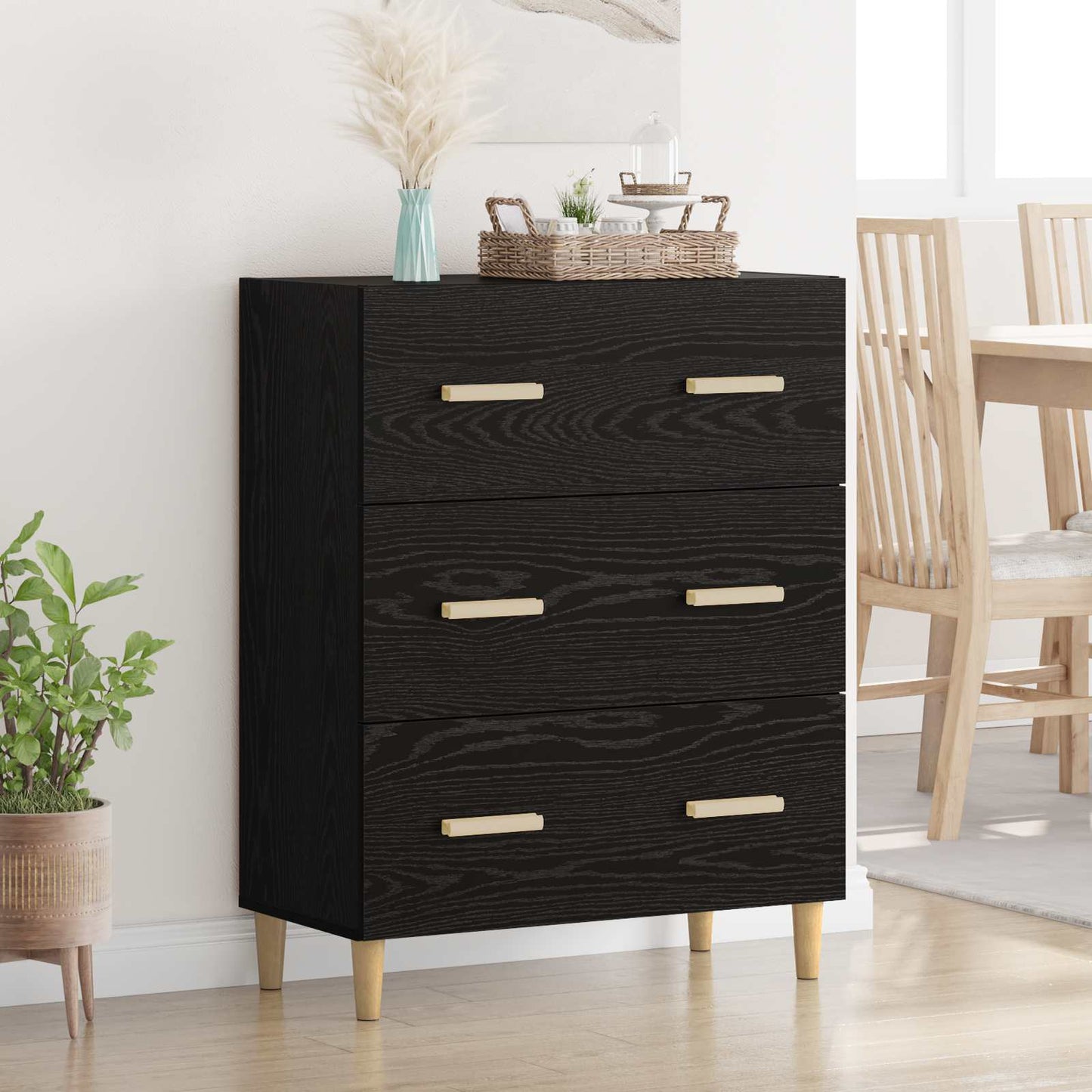 Servírovací Skříň Černý Dub 69,5 X 34 X 90 Cm Kompozitní Dřevo