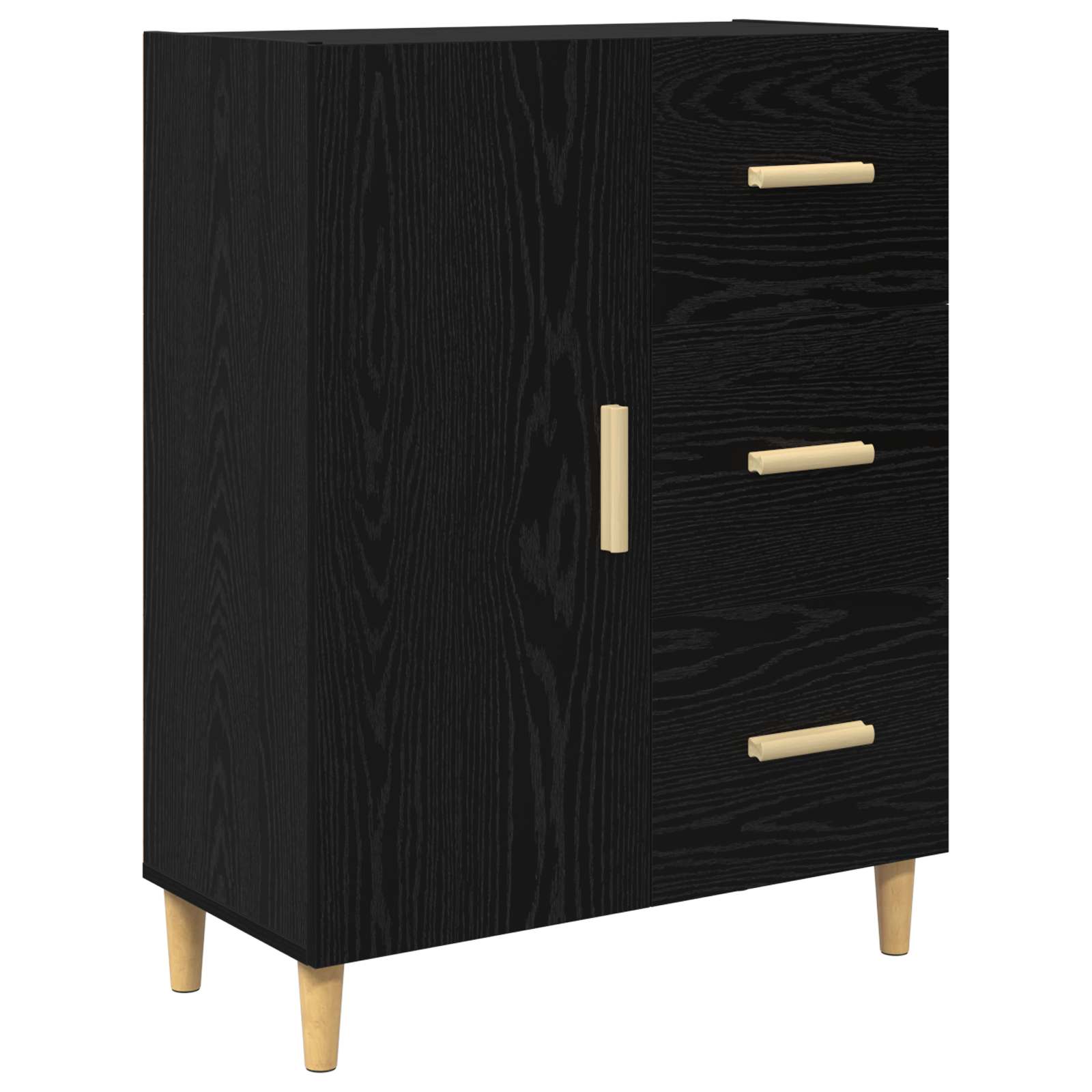 Servírovací Skříň Černý Dub 34 X 69.5 X 90 Cm Kompozitní Dřevo