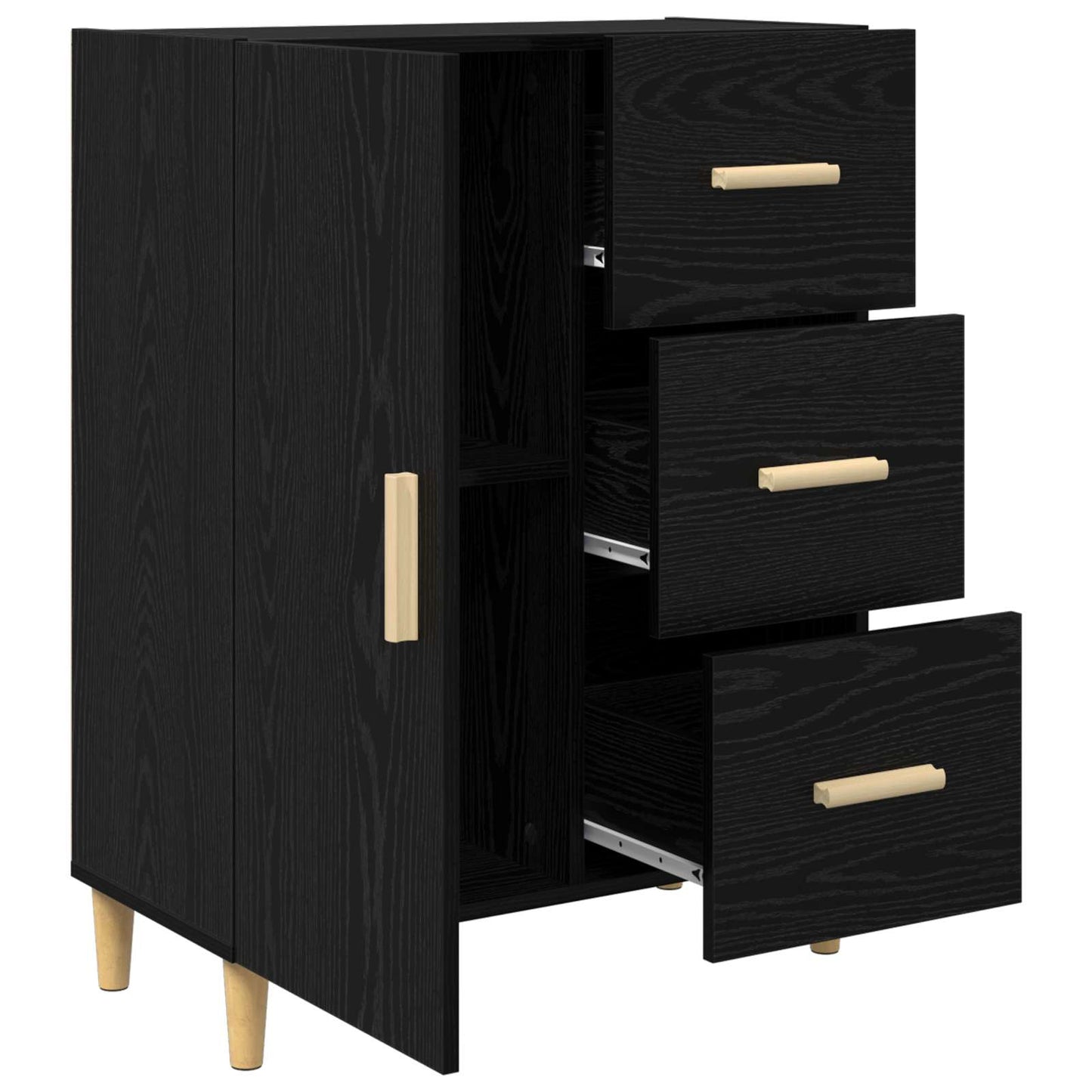 Servírovací Skříň Černý Dub 34 X 69.5 X 90 Cm Kompozitní Dřevo