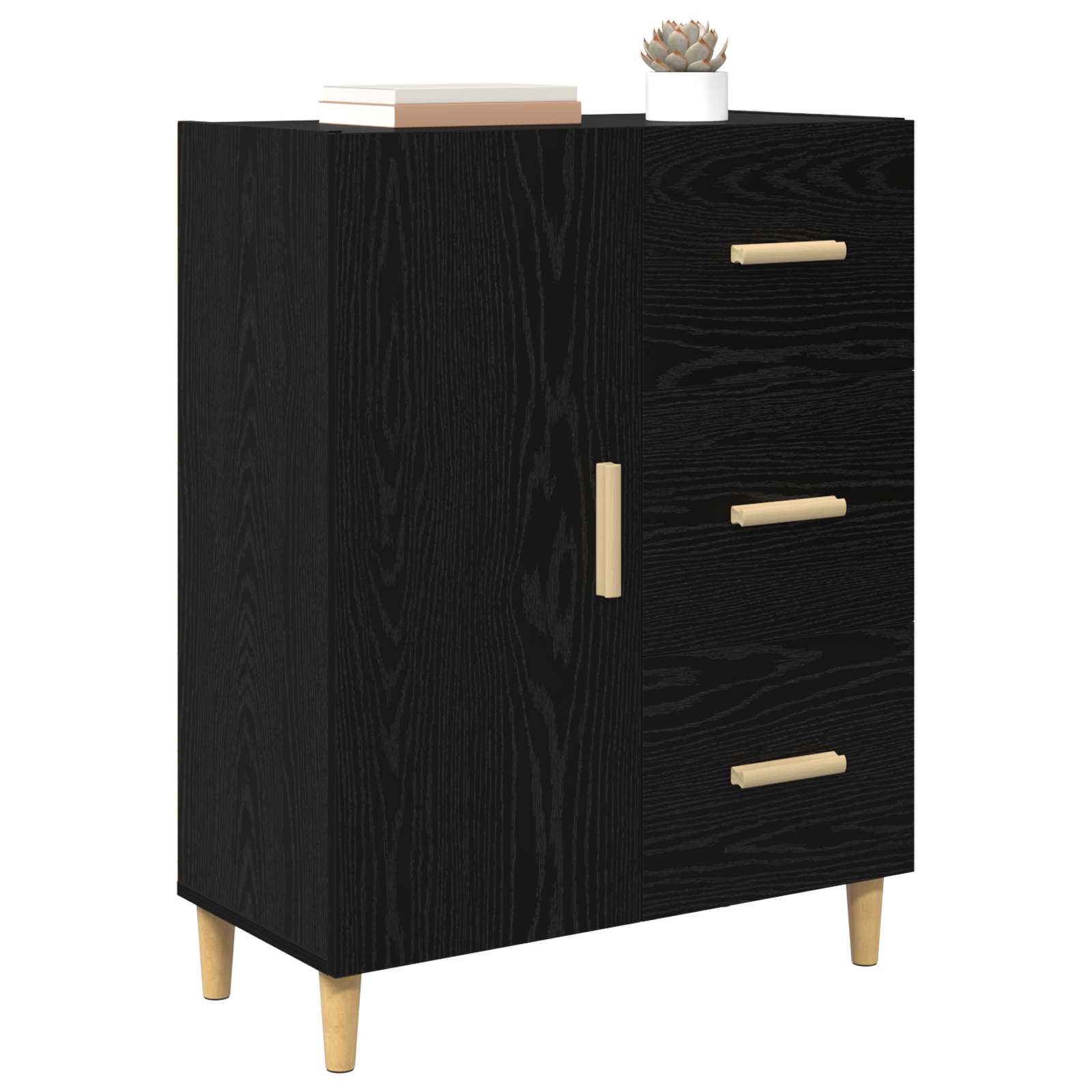 Servírovací Skříň Černý Dub 34 X 69.5 X 90 Cm Kompozitní Dřevo