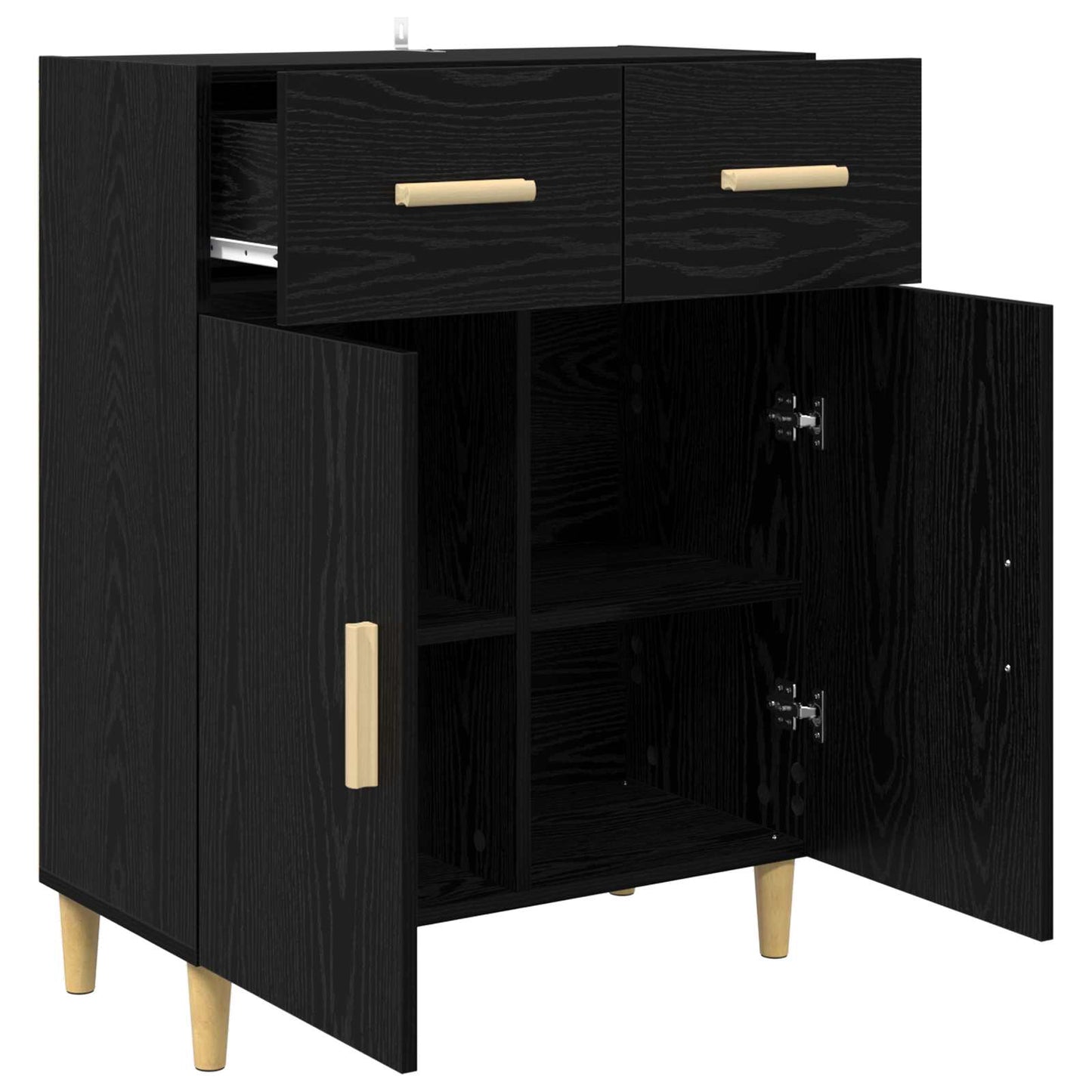 Servírovací Skříň Černý Dub 34 X 69.5 X 89 Cm Kompozitní Dřevo