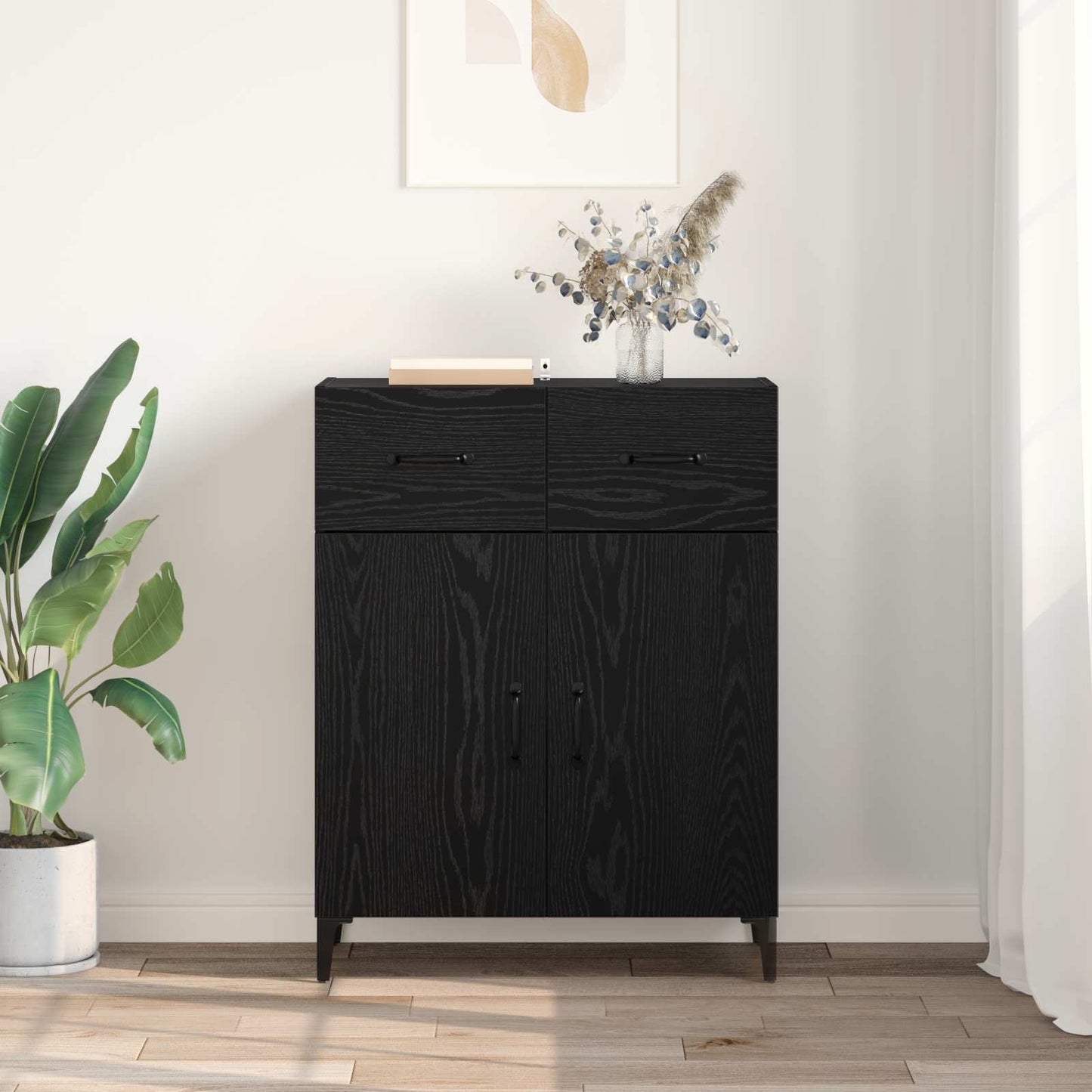 Servírovací Skříň Černý Dub 69,5 X 34 X 90 Cm Kompozitní Dřevo