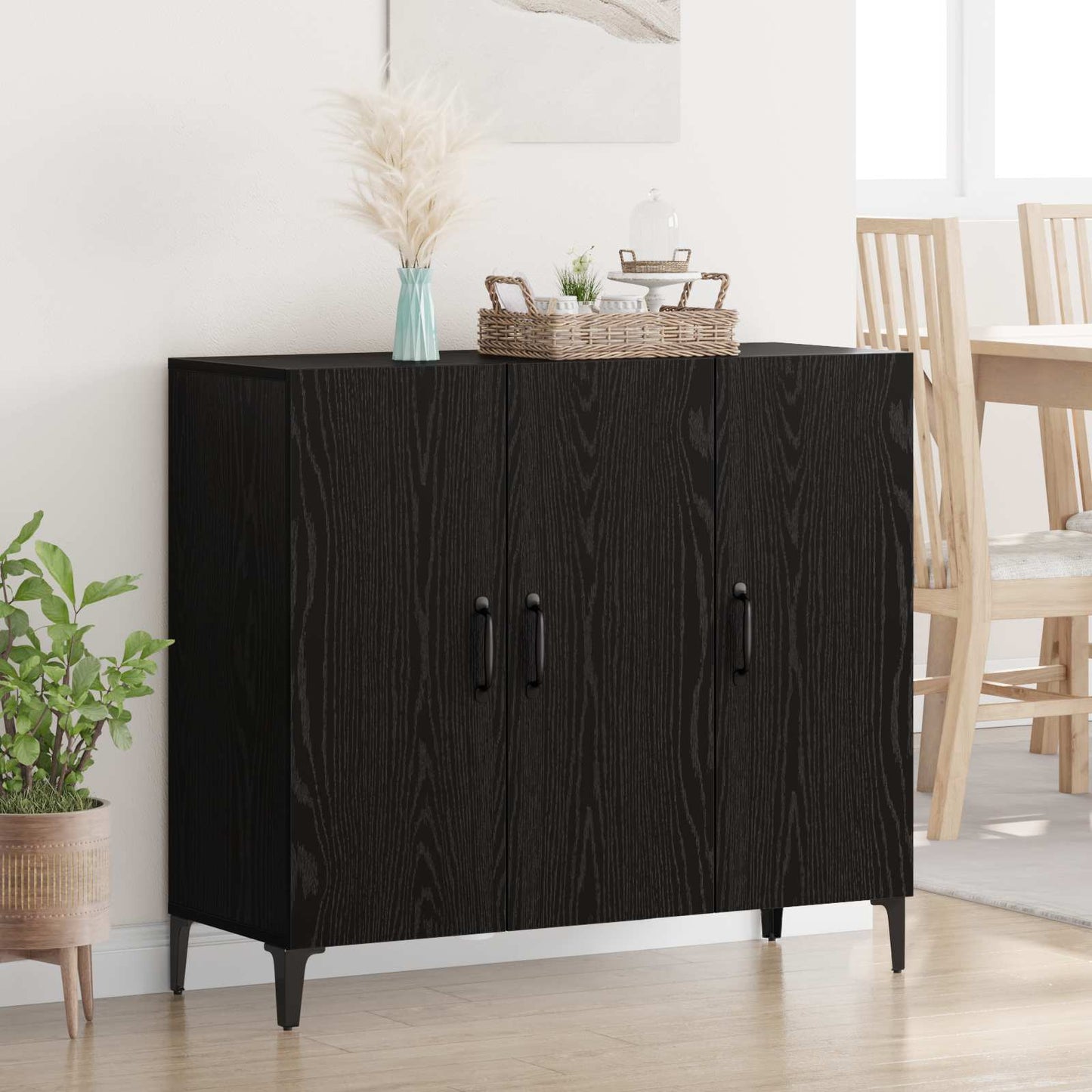 Servírovací Skříň Černý Dub 34 X 90 X 80 Cm Kompozitní Dřevo
