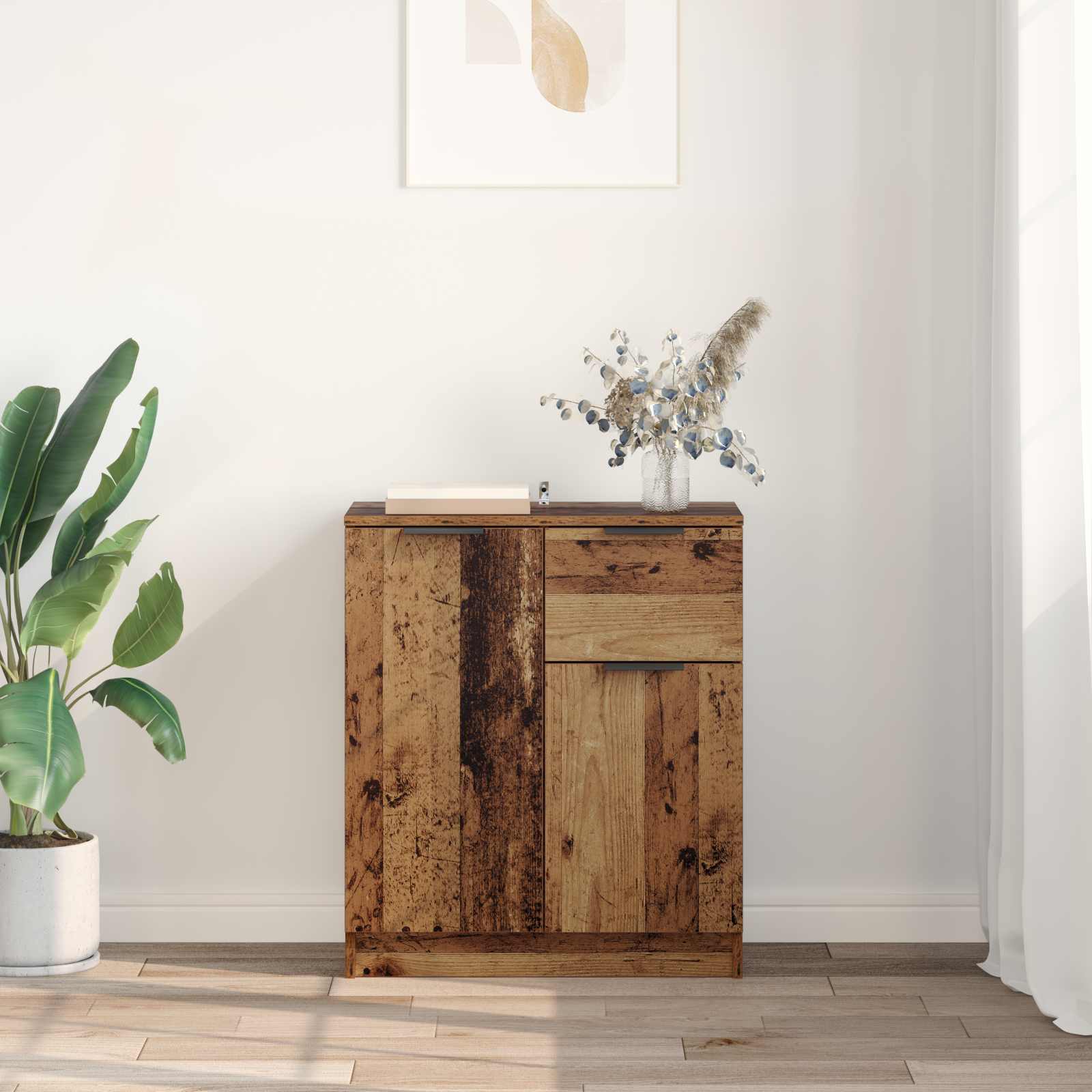 Servírovací Skříň Staré Dřevo 60 X 30 X 70 Cm Kompozitní Dřevo