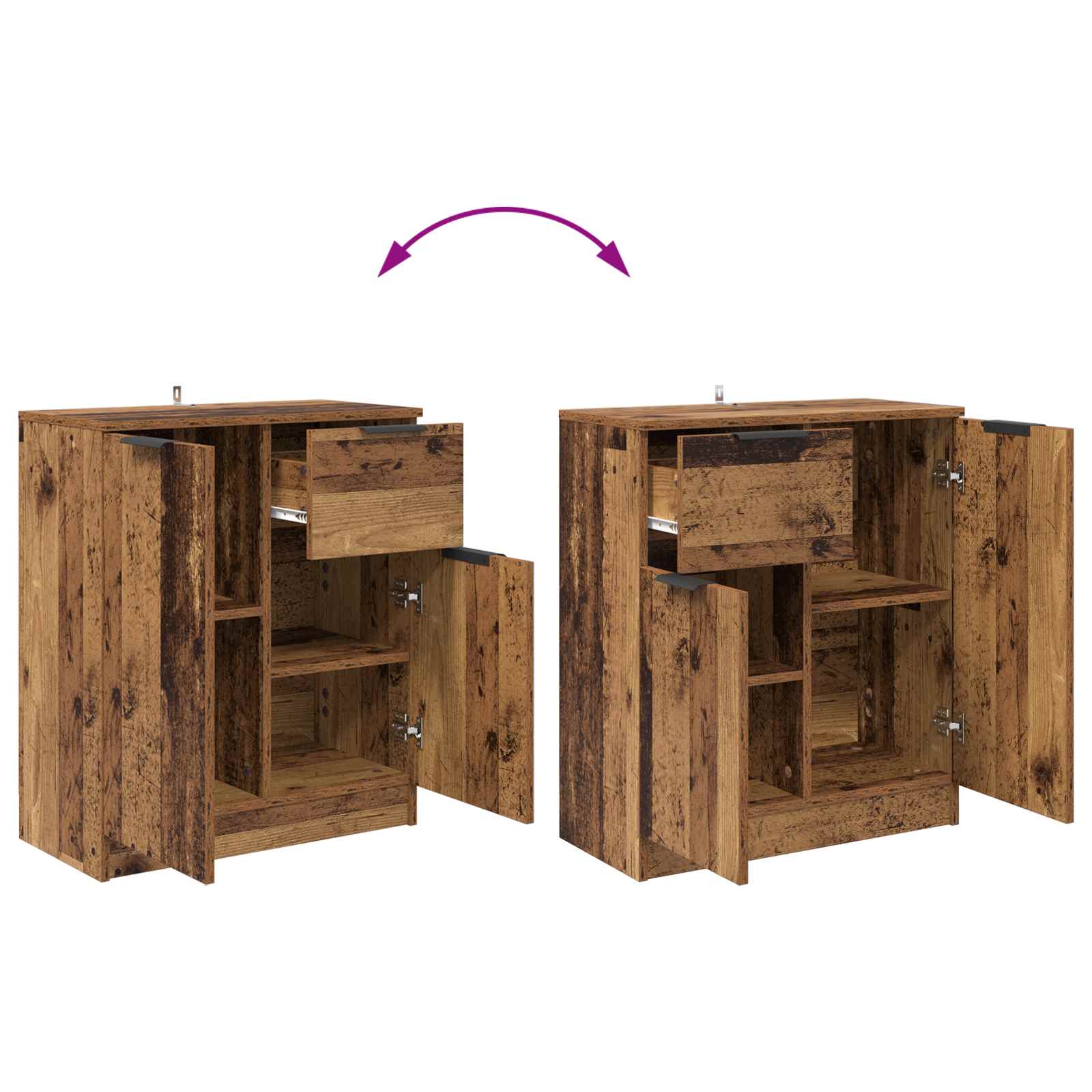Servírovací Skříň Staré Dřevo 60 X 30 X 70 Cm Kompozitní Dřevo