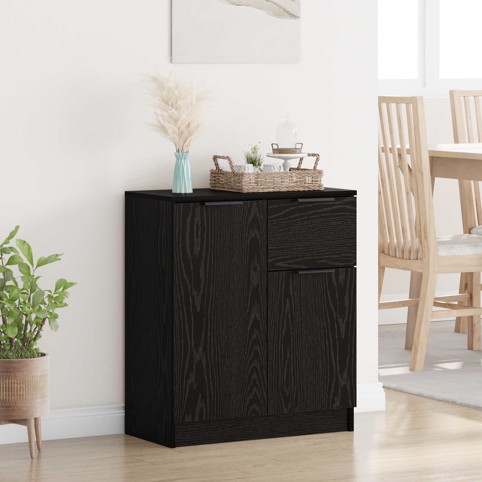 Servírovací Skříň Černý Dub 60 X 30 X 70 Cm Kompozitní Dřevo