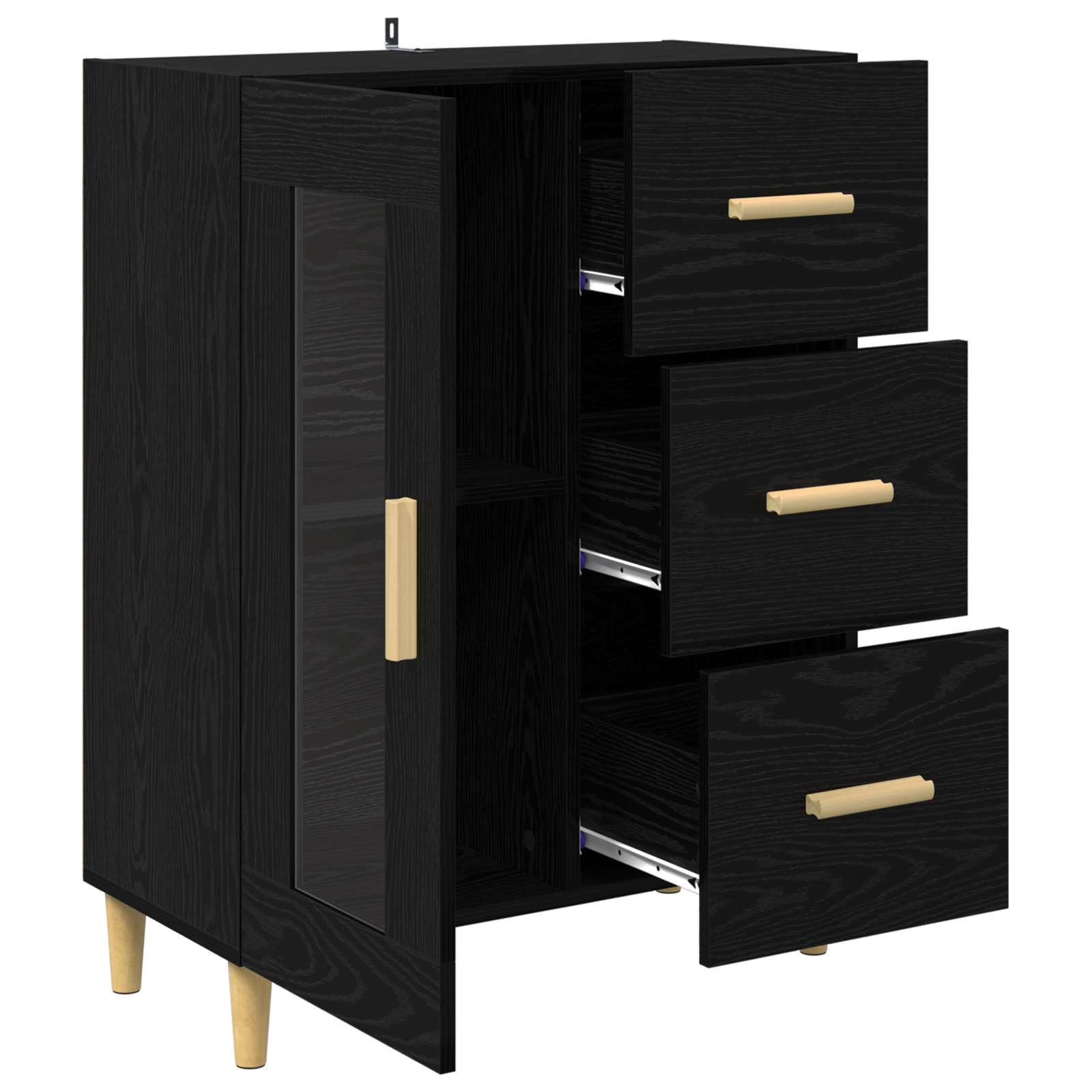 Servírovací Skříň Černý Dub 69,5 X 34 X 90 Cm Kompozitní Dřevo