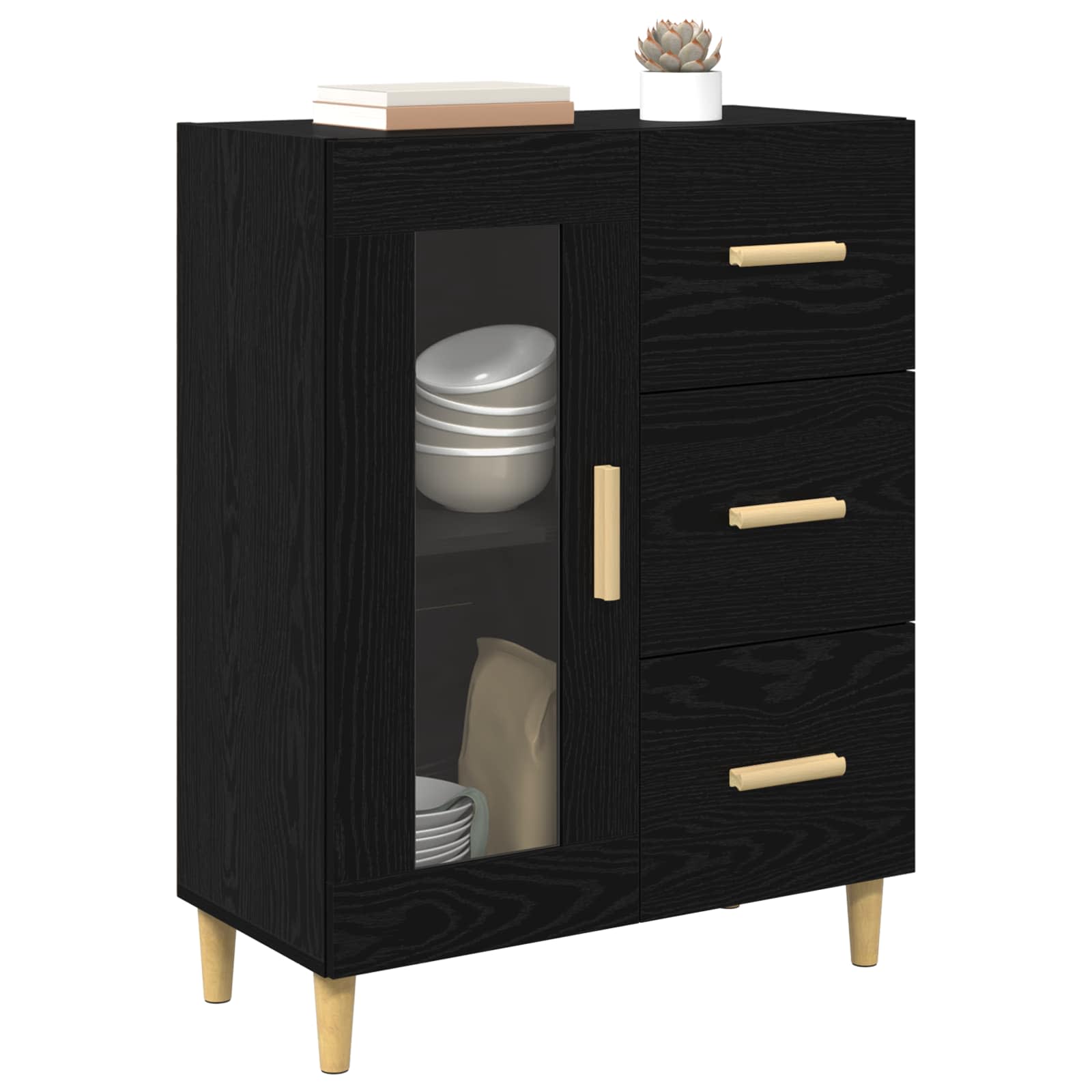 Servírovací Skříň Černý Dub 69,5 X 34 X 90 Cm Kompozitní Dřevo