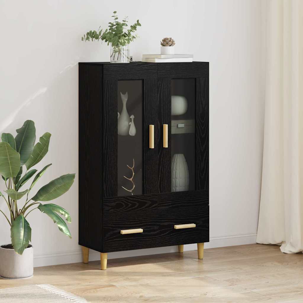 Vysoký Bufet Černý Dub 70 X 31 X 115 Cm Kompozitní Dřevo