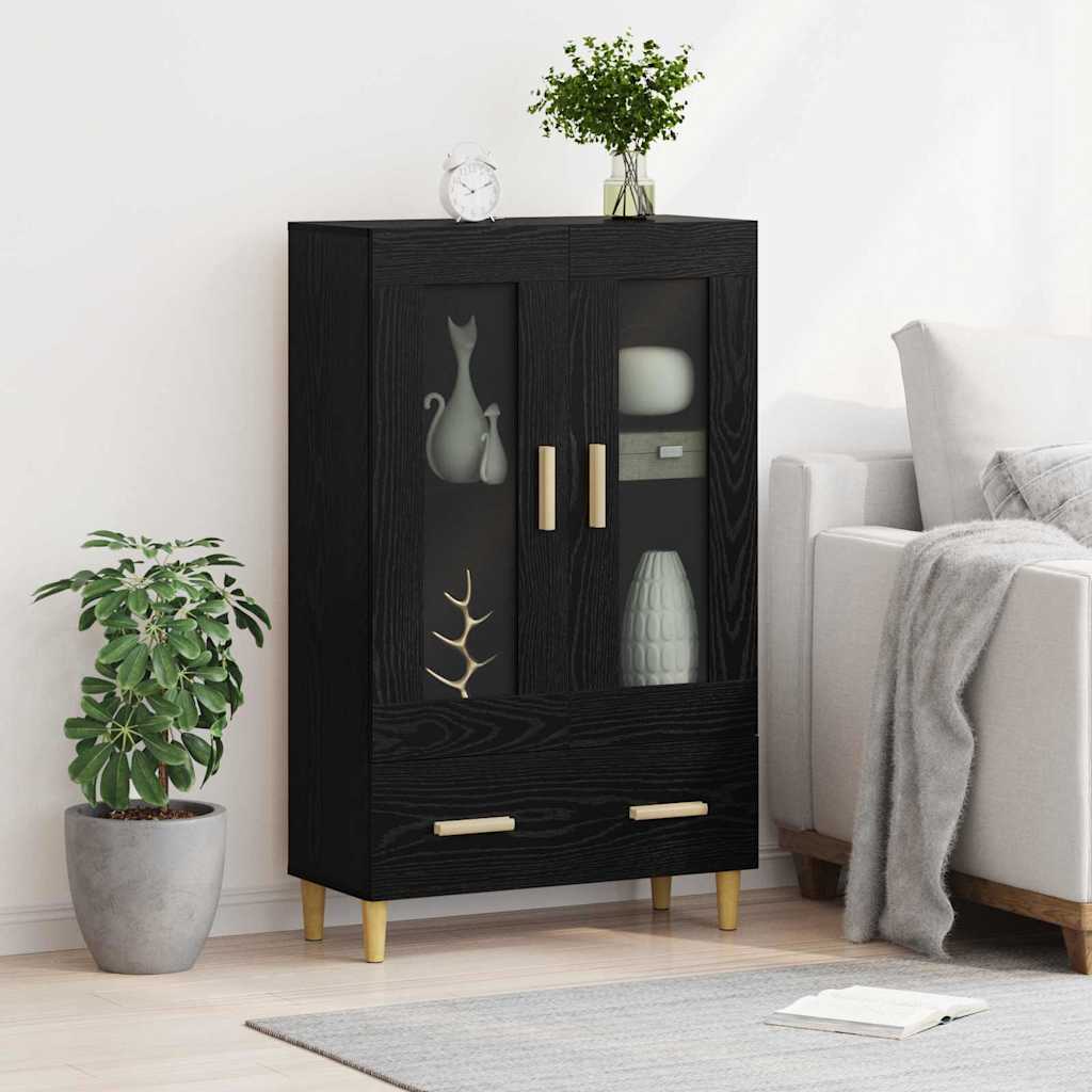 Vysoký Bufet Černý Dub 70 X 31 X 115 Cm Kompozitní Dřevo