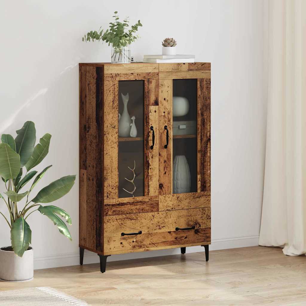 Vysoký Bufet Se Zásuvkou Staré Dřevo 70 X 31 X 115 Cm