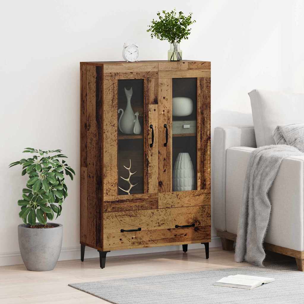 Vysoký Bufet Se Zásuvkou Staré Dřevo 70 X 31 X 115 Cm