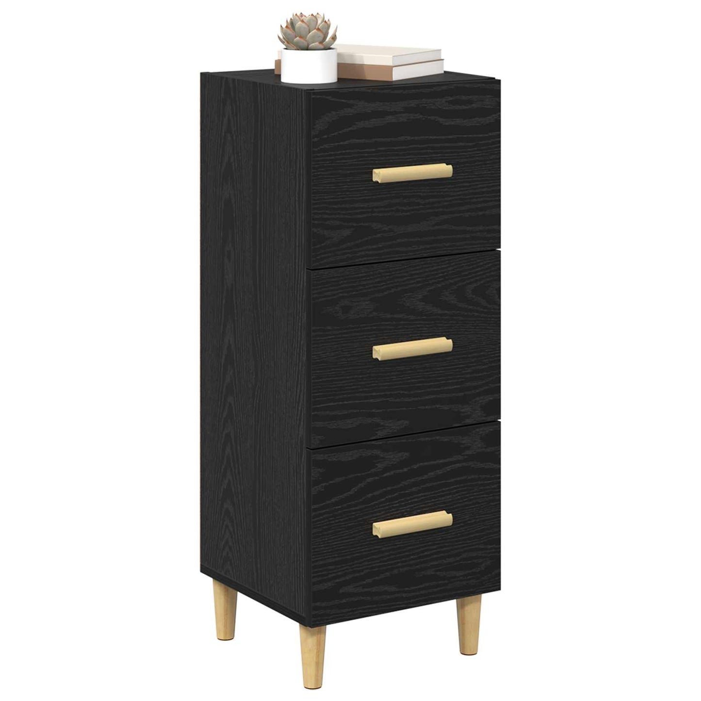 Servírovací Skříň Černý Dub 34.5 X 34 X 90 Cm Kompozitní Dřevo