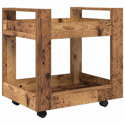 Stůl Na Kolečkách Staré Dřevo 60 X 45 X 60 Cm Kompozitní Dřevo