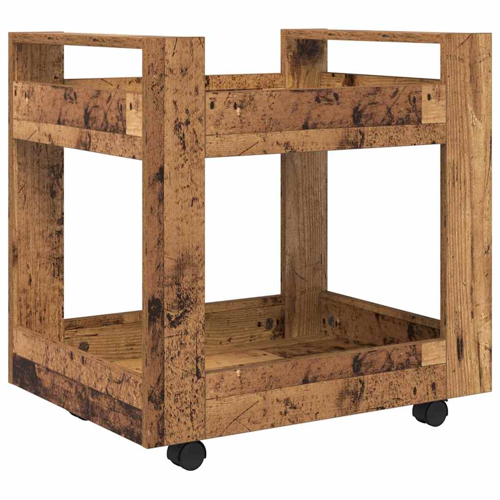 Stůl Na Kolečkách Staré Dřevo 60 X 45 X 60 Cm Kompozitní Dřevo