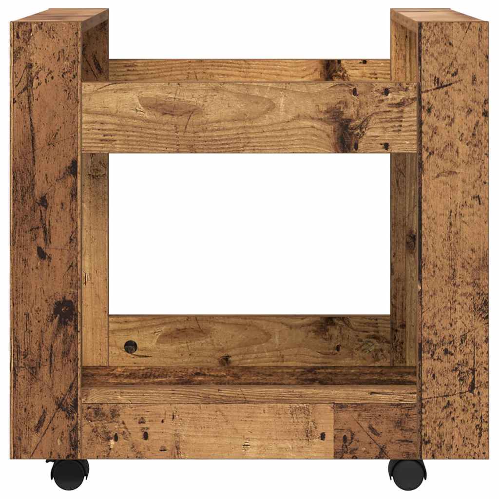 Stůl Na Kolečkách Staré Dřevo 60 X 45 X 60 Cm Kompozitní Dřevo