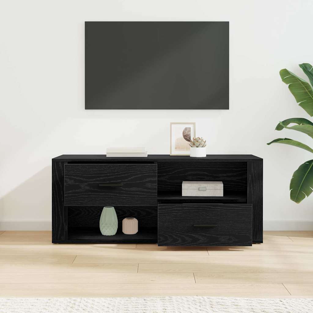 Televizní Skříň 100 X 35 X 40 Cm Černý Dub Kompozitní Dřevo