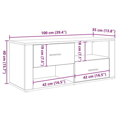 Televizní Skříň 100 X 35 X 40 Cm Černý Dub Kompozitní Dřevo
