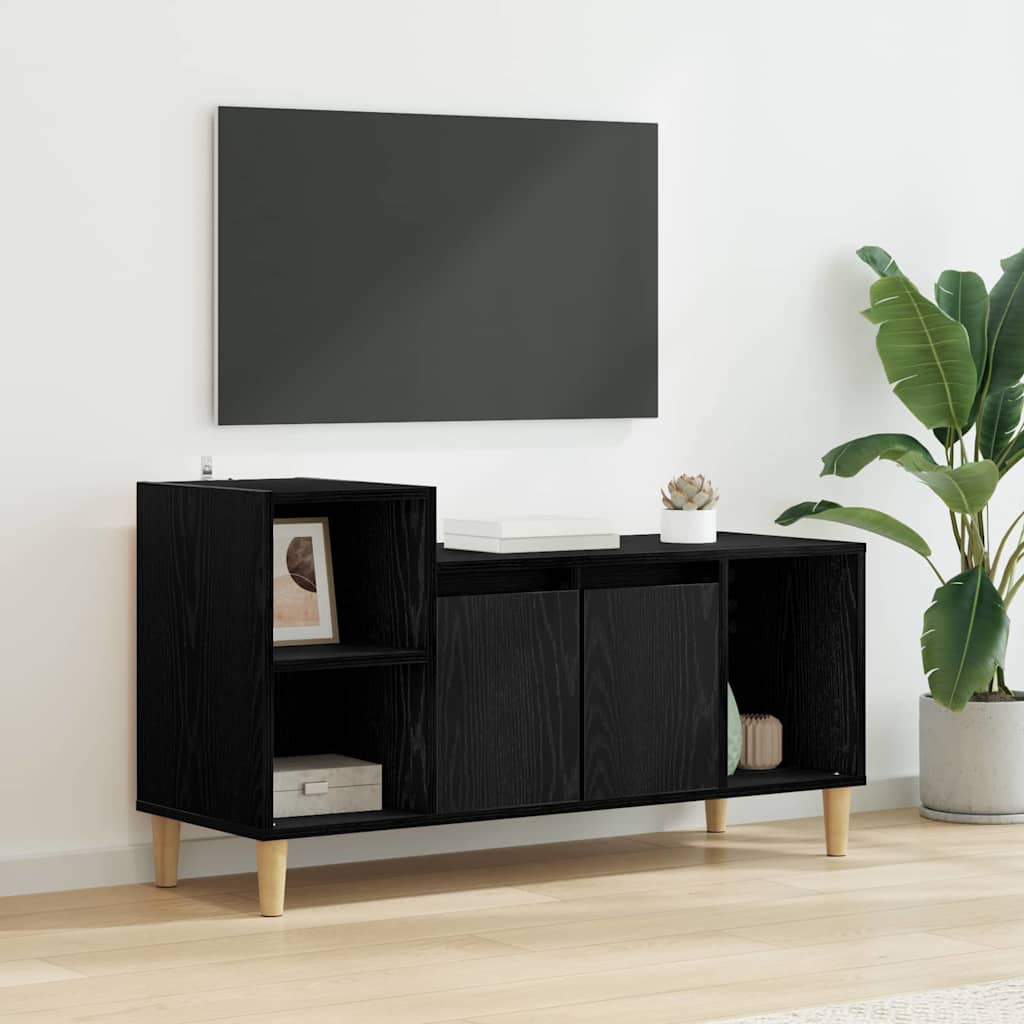Televizní Skříň 100 X 35 X 55 Cm Černý Dub Kompozitní Dřevo