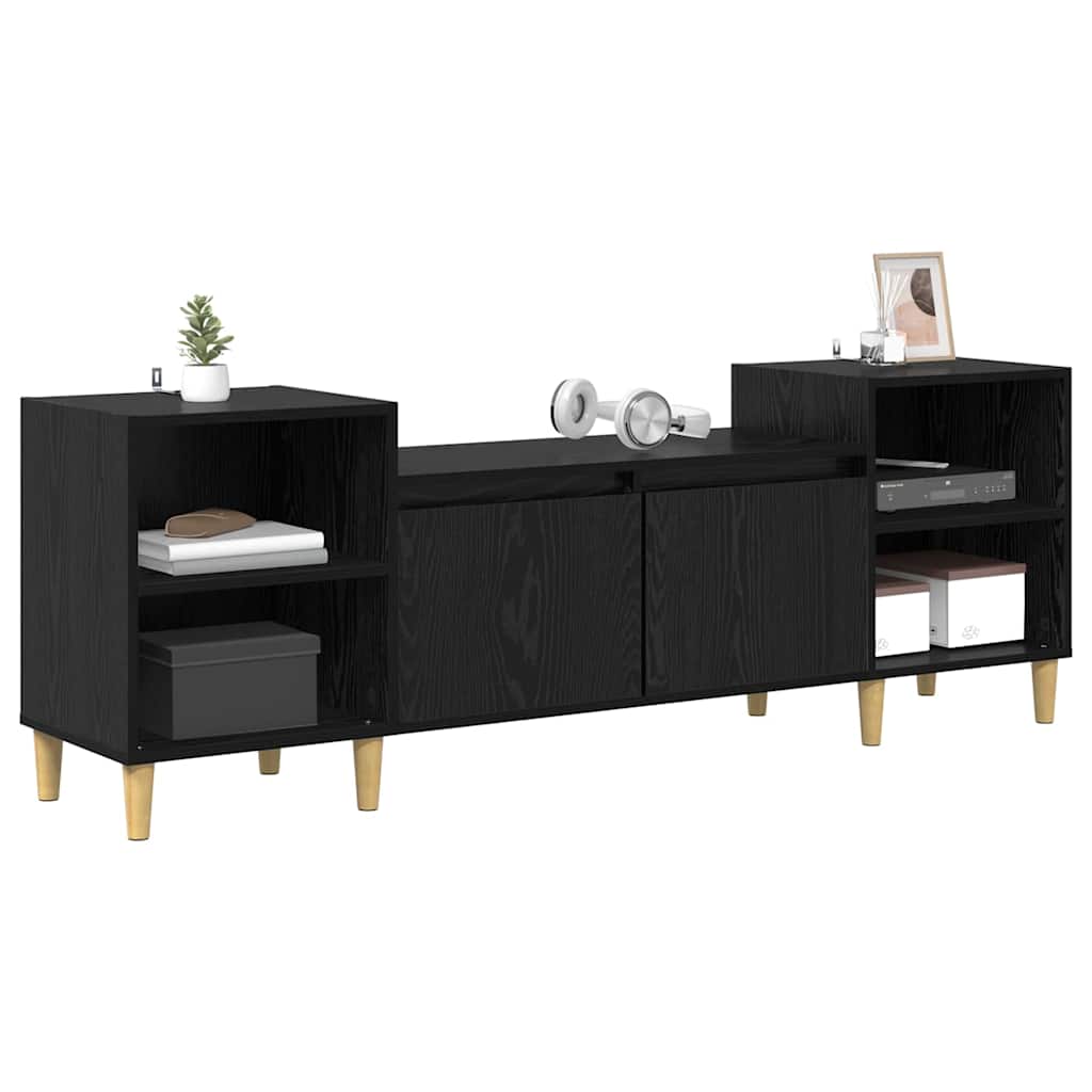 Televizní Skříň 160 X 35 X 55 Cm Černý Dub Kompozitní Dřevo