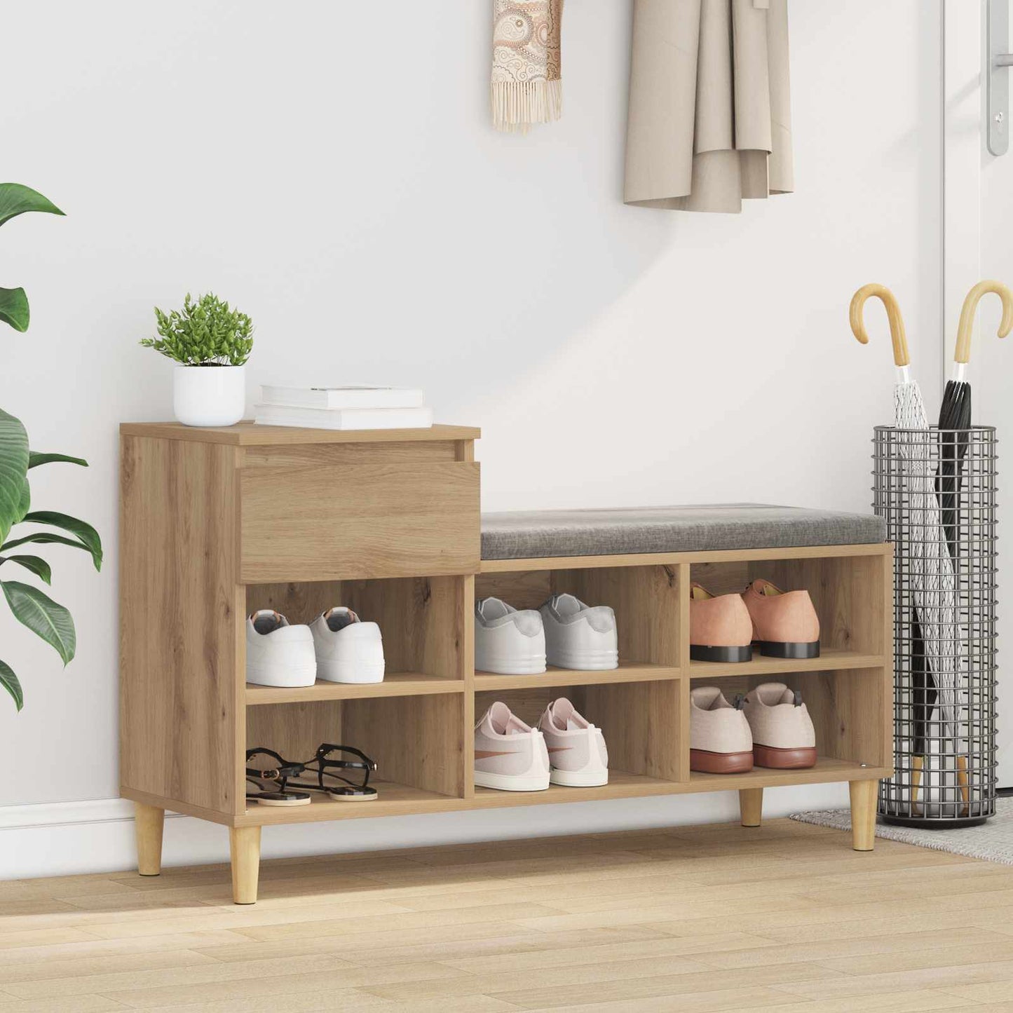 Skříň Na Obuv 102 X 36 X 60 Cm Kompozitní Dřevo Artisanový Dub