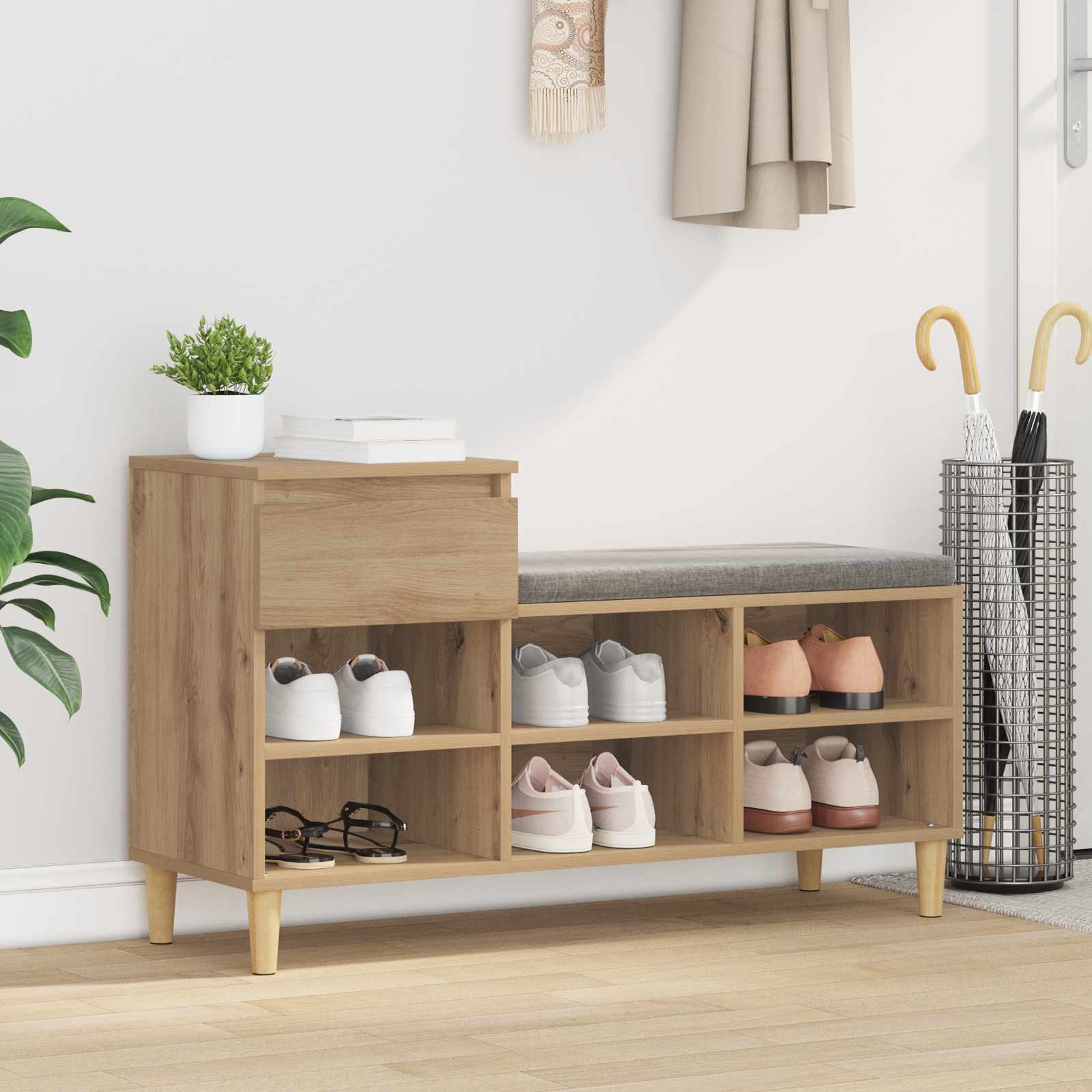 Skříň Na Obuv 102 X 36 X 60 Cm Kompozitní Dřevo Artisanový Dub