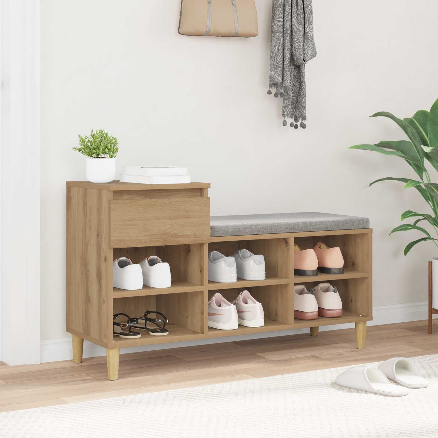 Skříň Na Obuv 102 X 36 X 60 Cm Kompozitní Dřevo Artisanový Dub