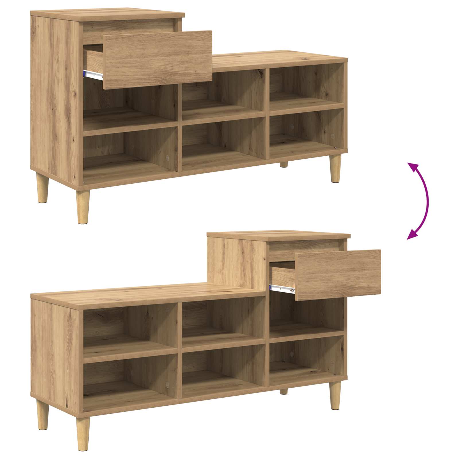 Skříň Na Obuv 102 X 36 X 60 Cm Kompozitní Dřevo Artisanový Dub