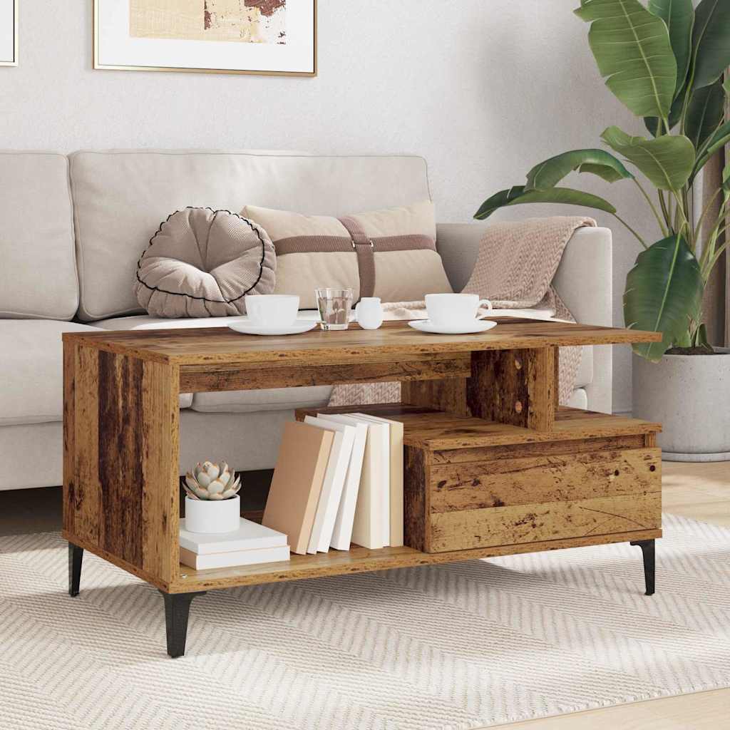 Konferenční Stolek Staré Dřevo 90 X 49 X 45 Cm Kompozitní Dřevo