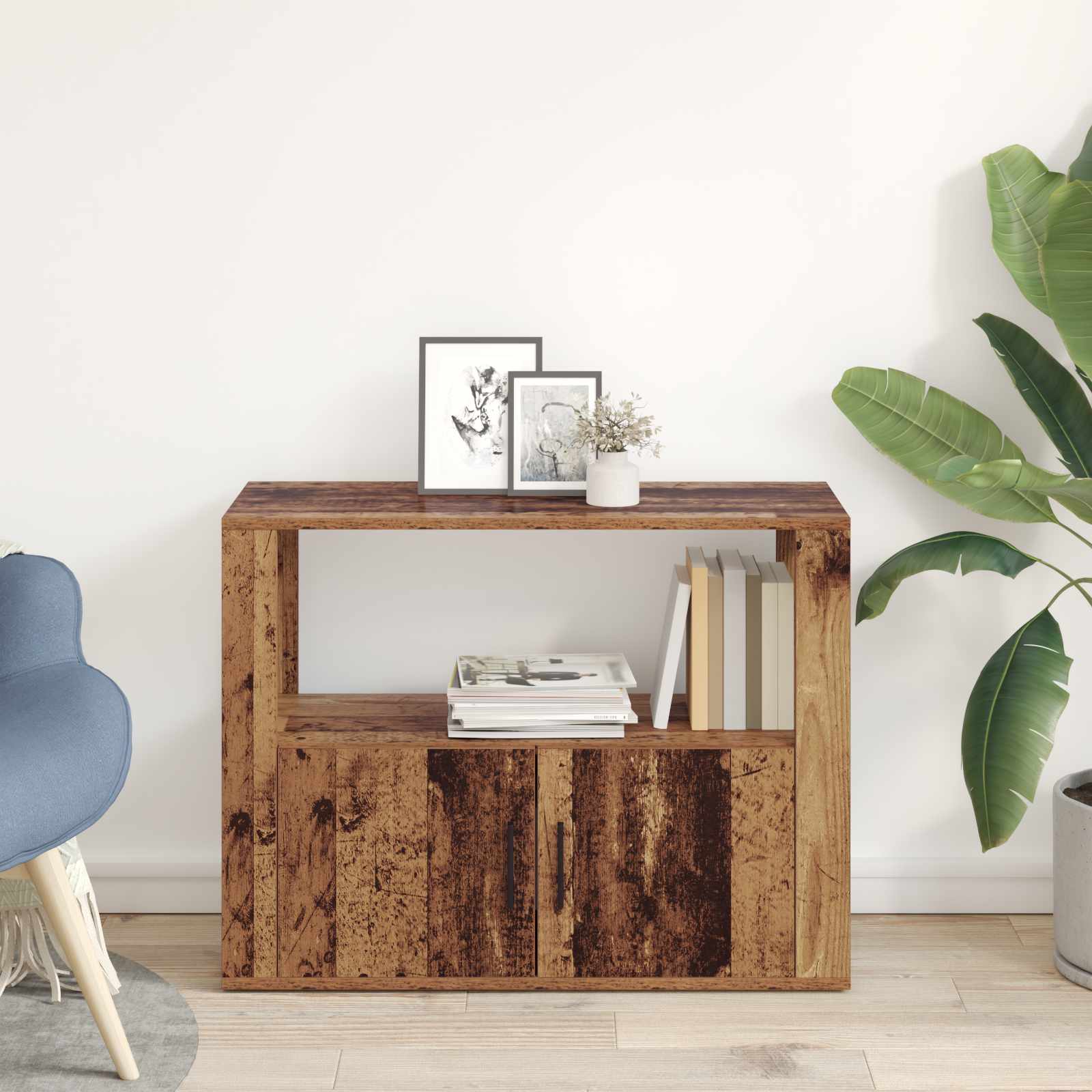 Servírovací Skříň Staré Dřevo 80 X 30 X 60 Cm Kompozitní Dřevo