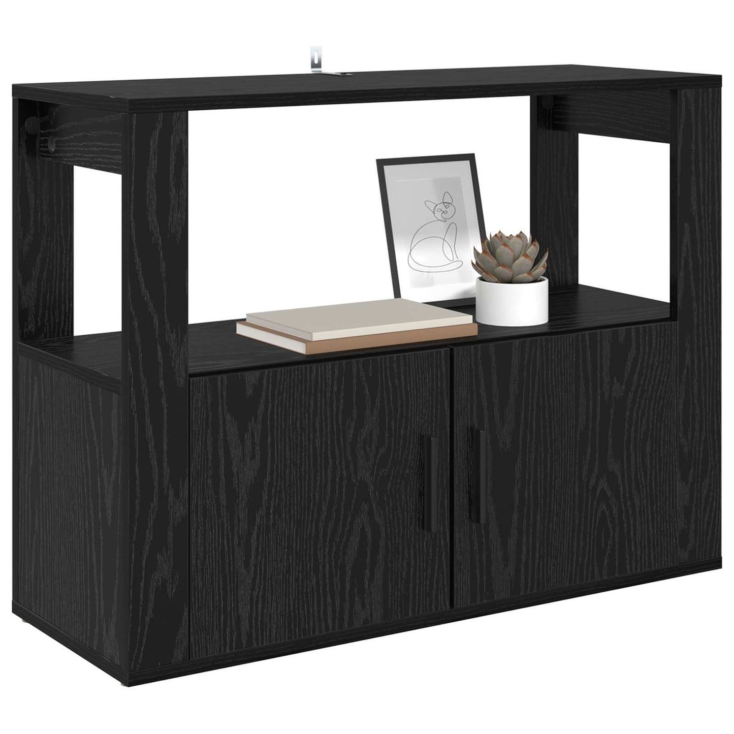 Servírovací Skříň Černý Dub 80 X 30 X 60 Cm Kompozitní Dřevo