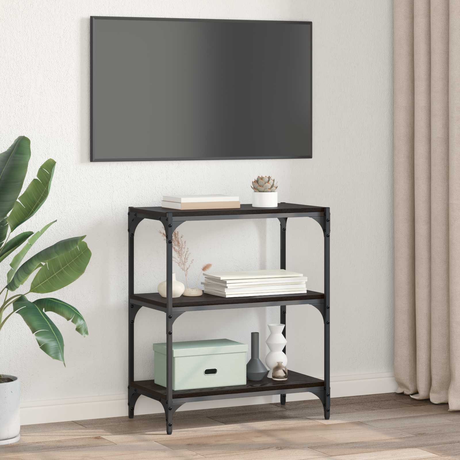 Knihovna Černý Dub 60 X 33 X 70,5 Cm Konstrukční Dřevo A Železo