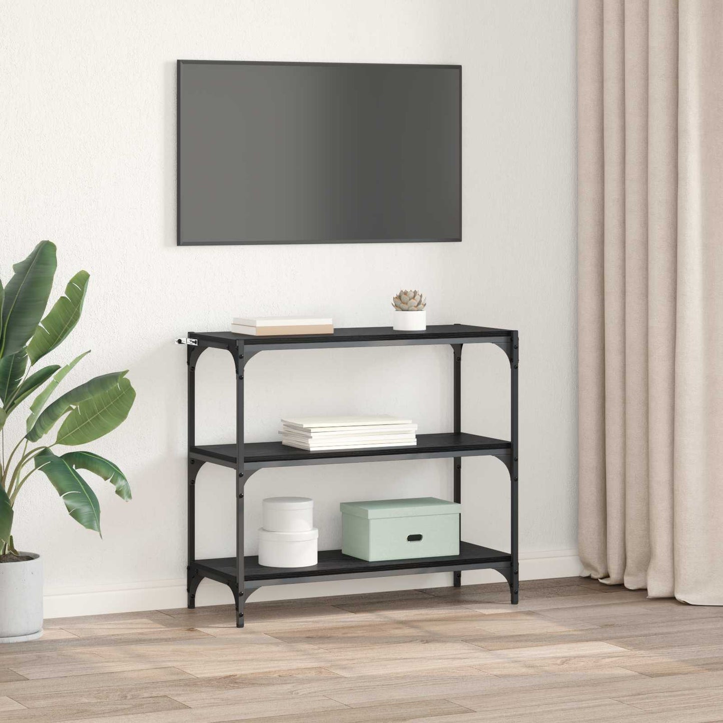 Knihovna Černý Dub 80 X 33 X 70,5 Cm Konstrukční Dřevo A Železo