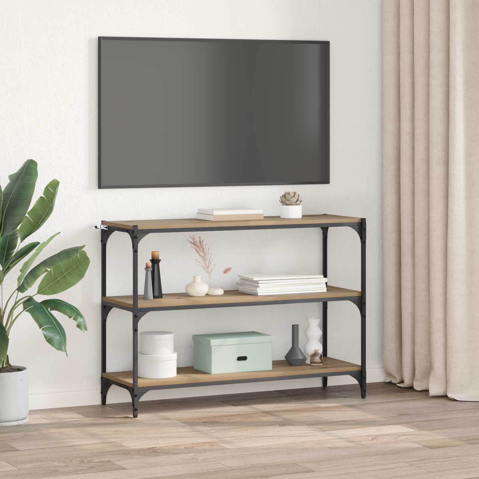 Knihovna 3 Úrovní 100 X 33 X 70,5 Cm Konstrukční Dřevo A Železo