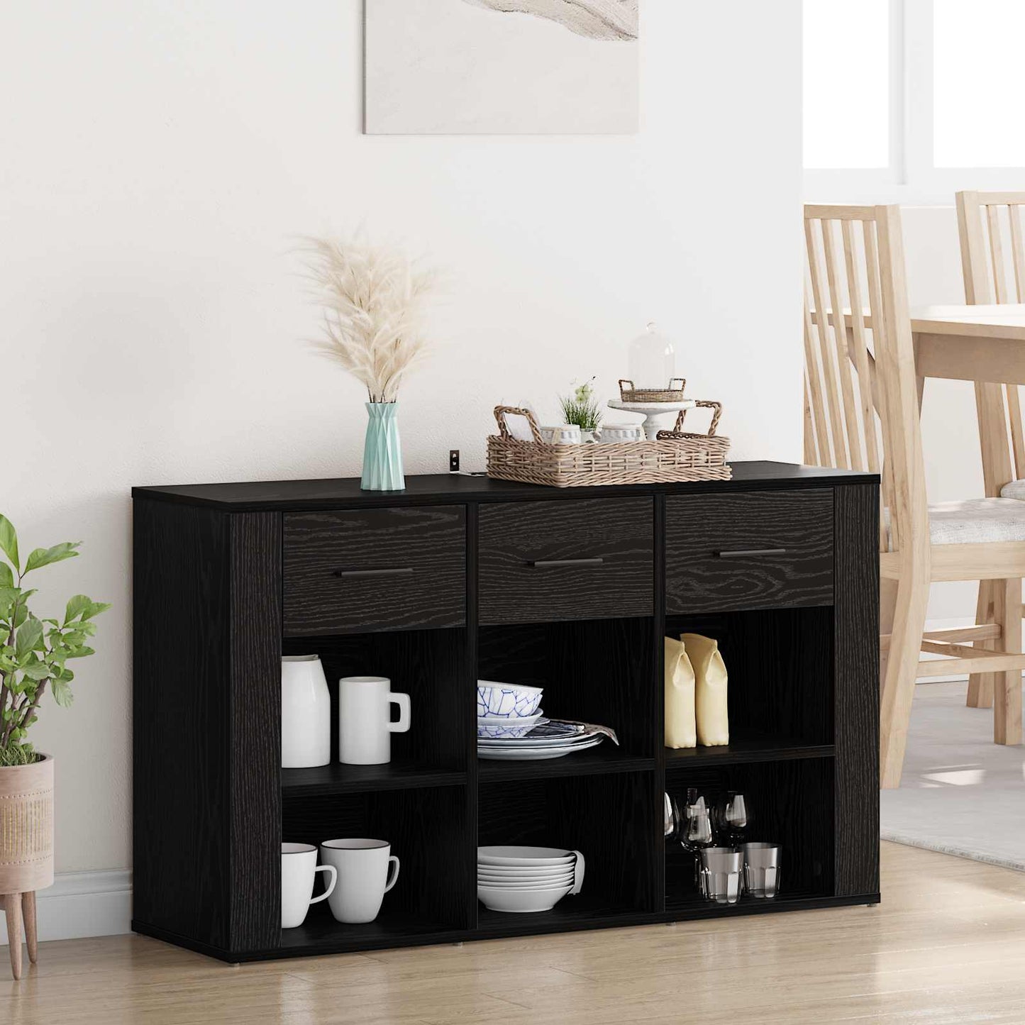 Servírovací Skříň Černý Dub 100 X 30 X 59,5 Cm Kompozitní Dřevo