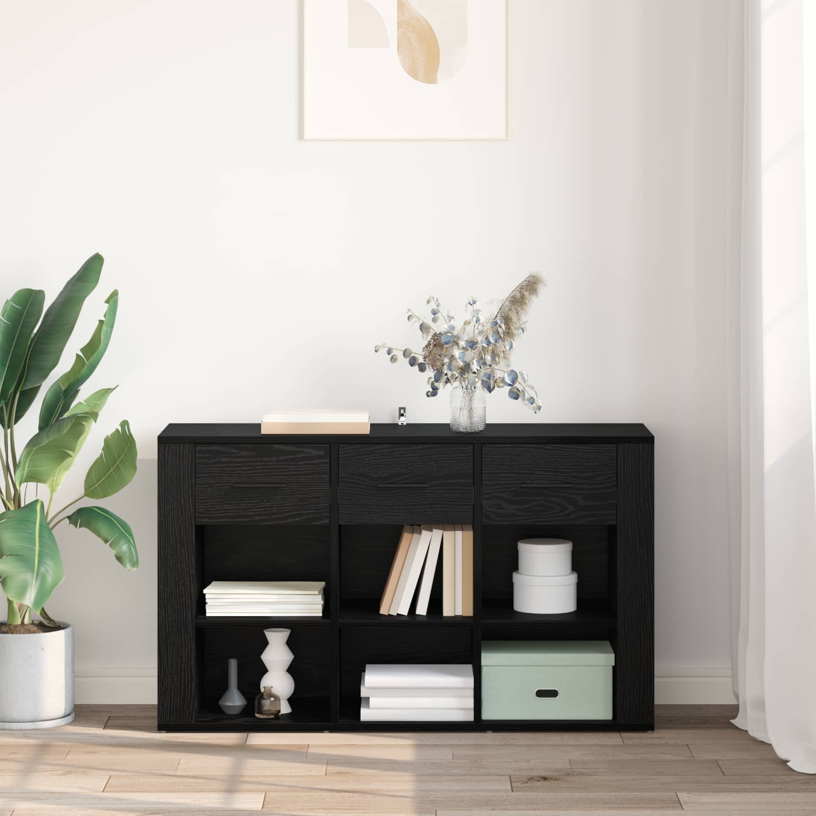 Servírovací Skříň Černý Dub 100 X 30 X 59,5 Cm Kompozitní Dřevo