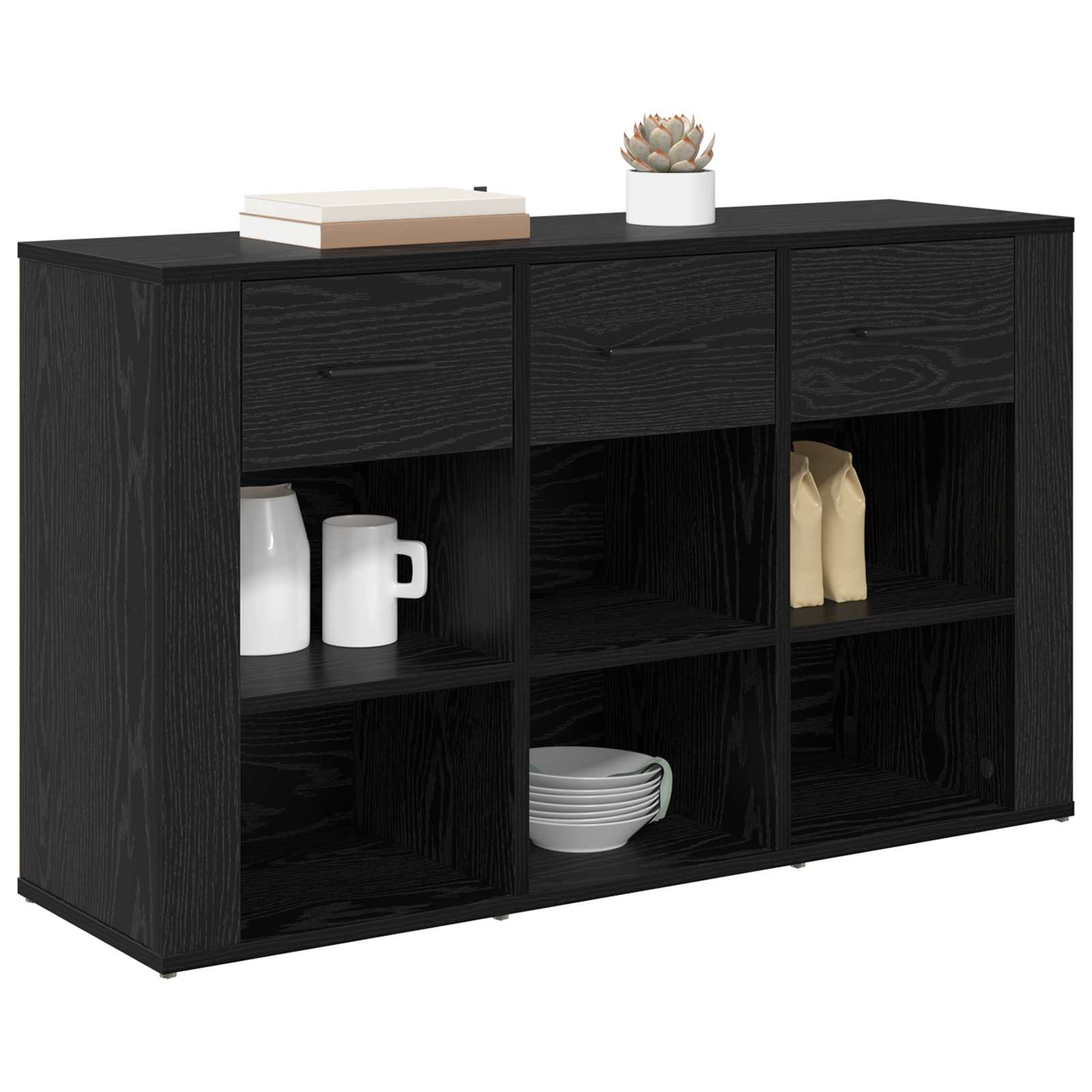 Servírovací Skříň Černý Dub 100 X 30 X 59,5 Cm Kompozitní Dřevo