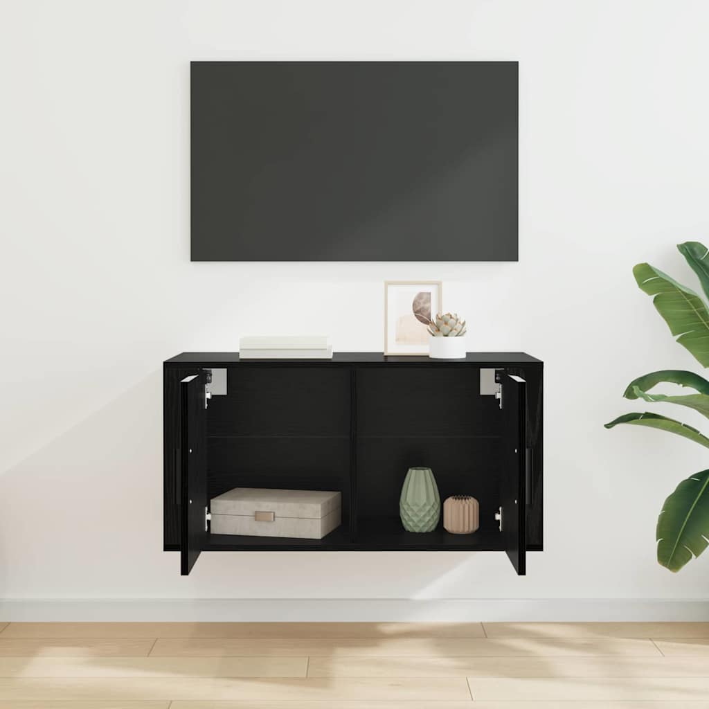 Nástěnný Tv Kabinet 80 X 34.5 X 40 Cm Černý Dub