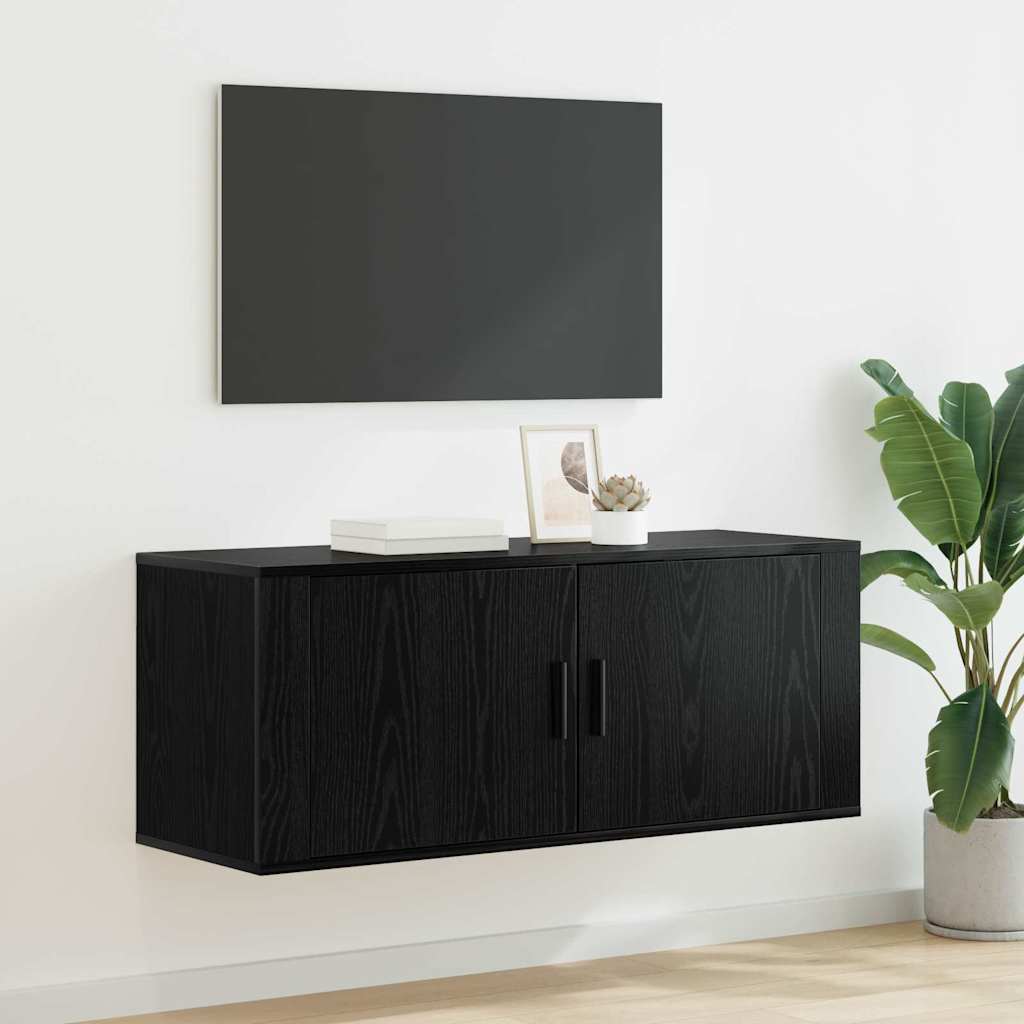 Nástěnný Tv Kabinet 100 X 34,5 X 40 Cm Černý Dub