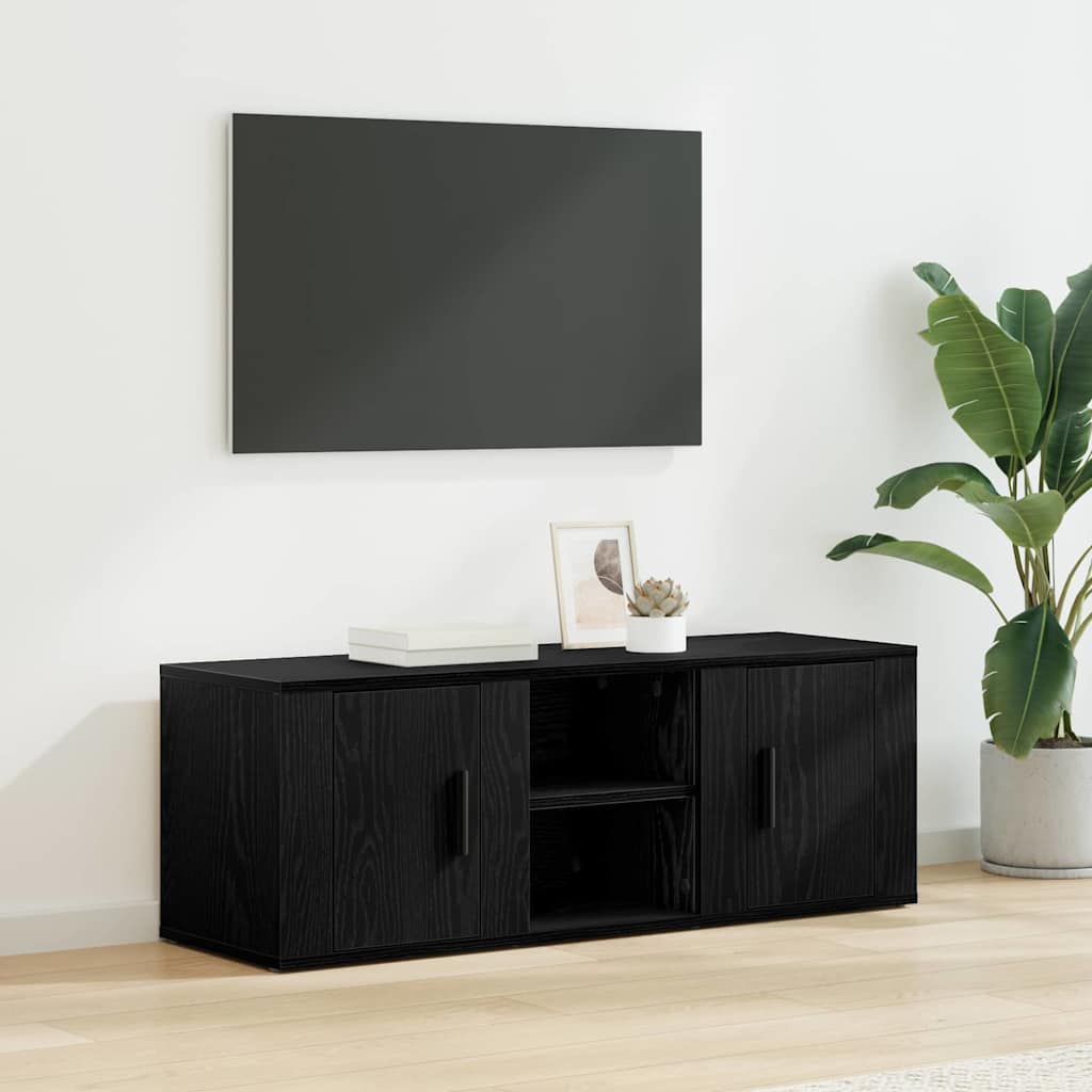 Televizní Skříň 100 X 31,5 X 35 Cm Černý Dub Kompozitní Dřevo